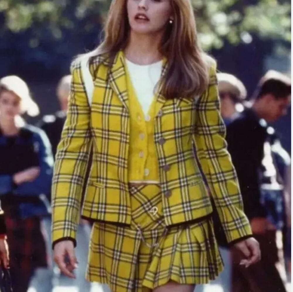 Clueless Costume Yellow Plaid Blazer XL Retro 90s Boxy Oversized Flannel Sher